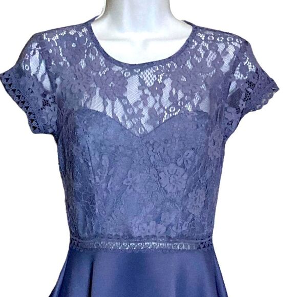 City Studios Juniors' Lace & Scuba Fit & Flare Party Dress Periwinkle - Picture 9 of 16